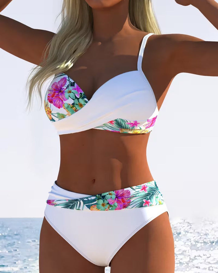 Bikini Bralette Style Contrast Print